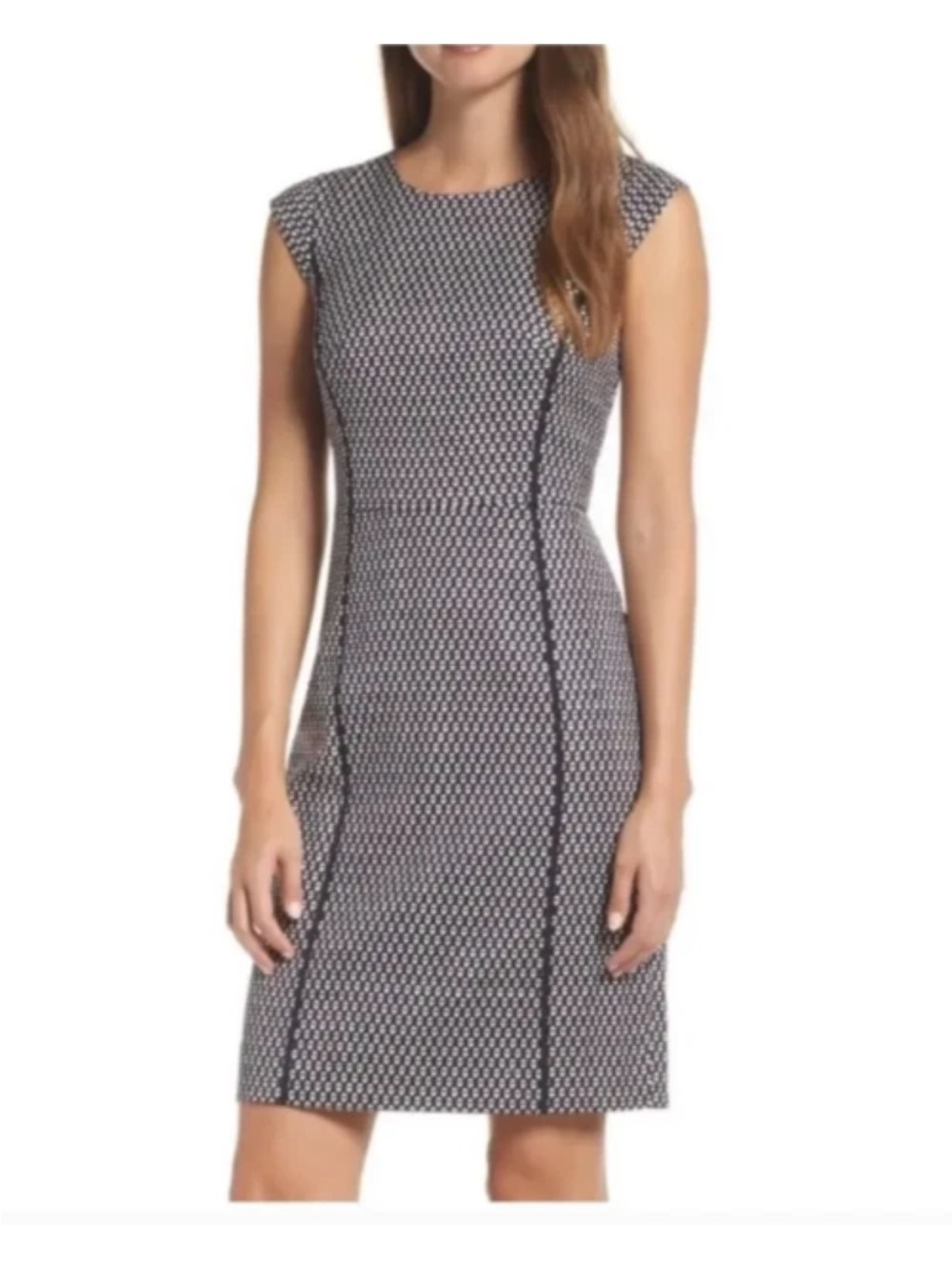 J Crew Sz 10 Cap Sleeve Matelasse Shift Business Office Interview Dress